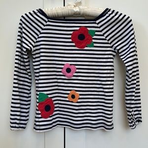 Girl’s Gymboree Blue & White Striped Floral Long Sleeve Shirt Sz 8